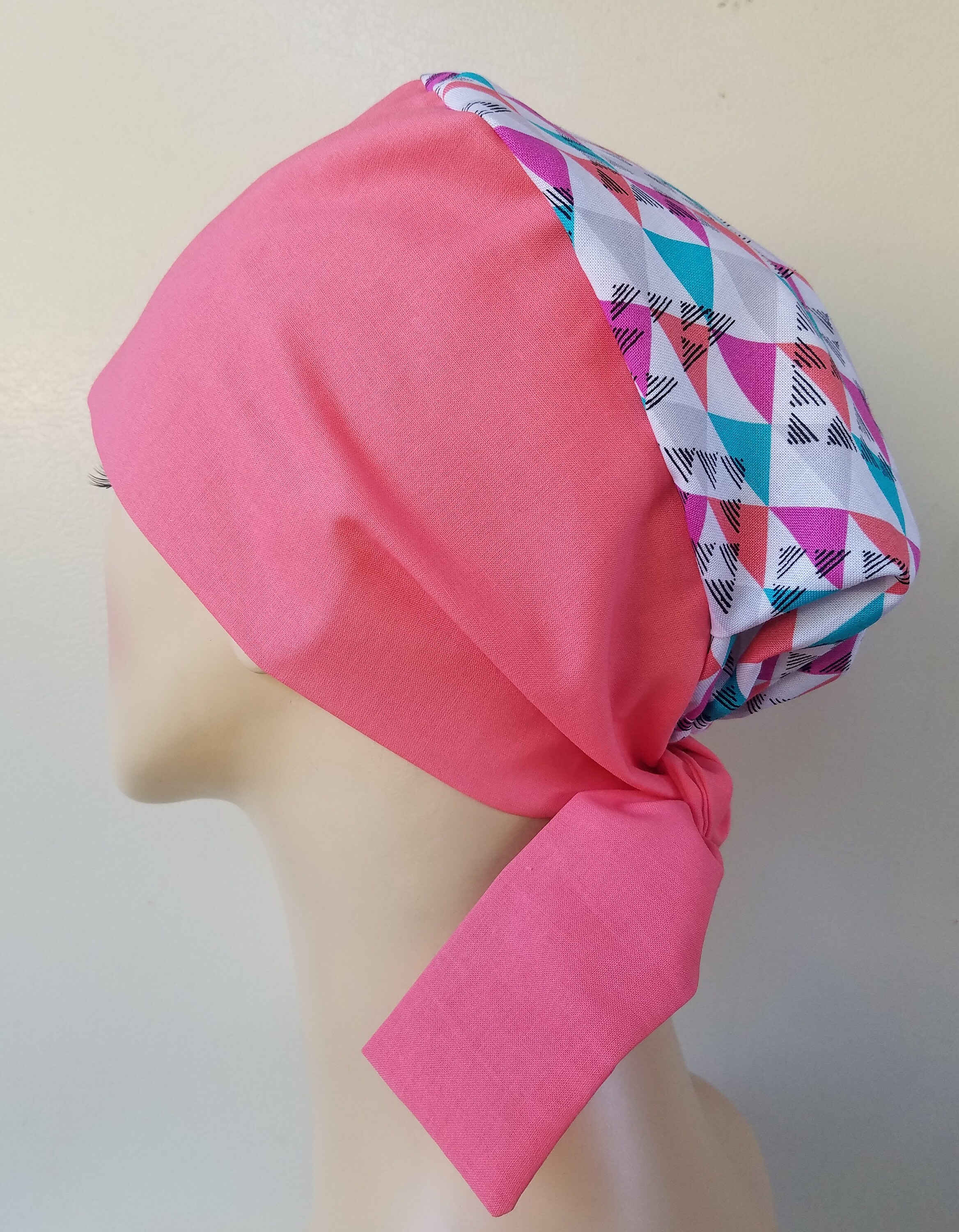 Salmon color pixie tie back scrub hat, scrub hat for women, pixie scrub
