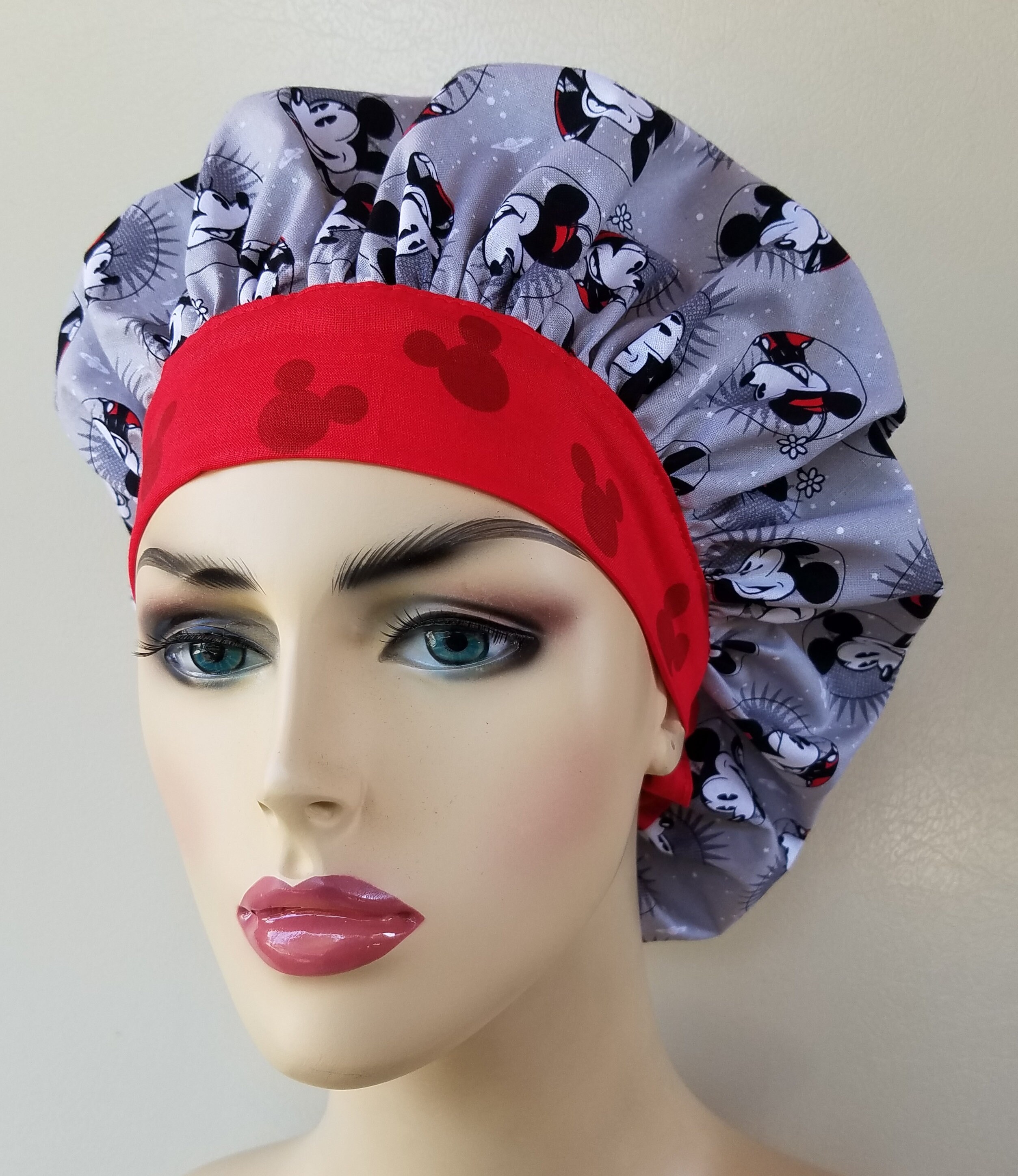 Scrub cap, Mickey and Minnie mouse bouffant surgical scrub hat, scrub