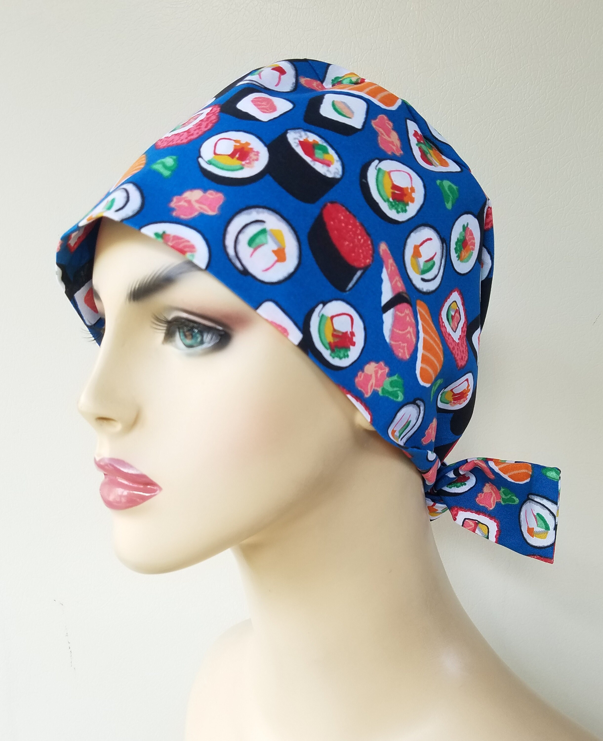 Pixie scrub cap, sushi scrub hat for women, pixie scrub hat, scrub cap ...