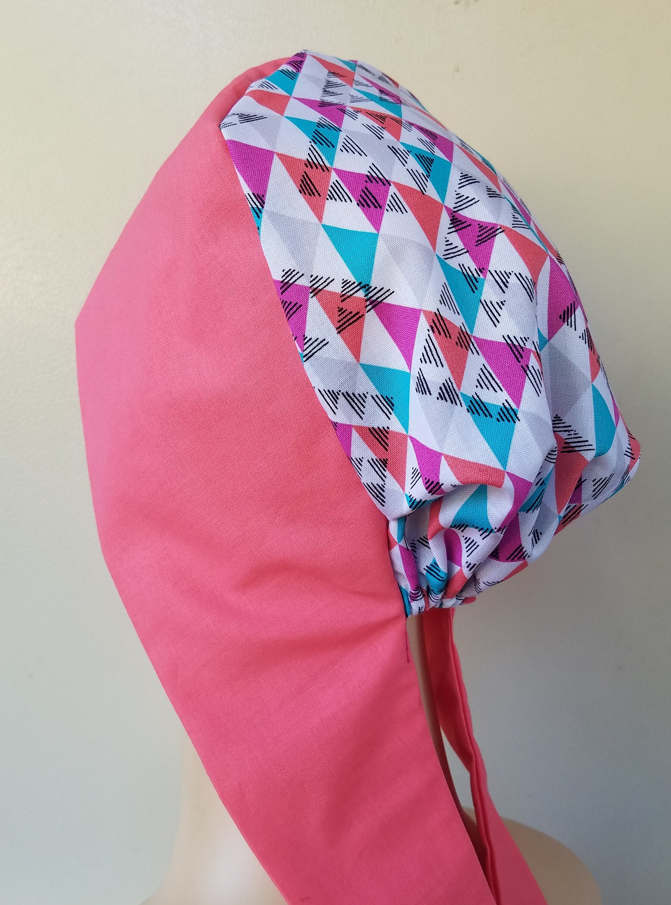 Salmon color pixie tie back scrub hat, scrub hat for women, pixie scrub
