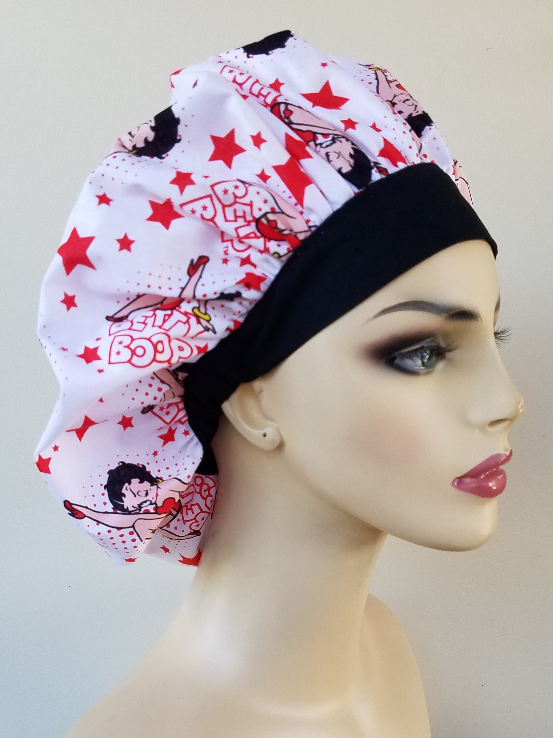 Large Betty Boop bouffant scrub cap and 
