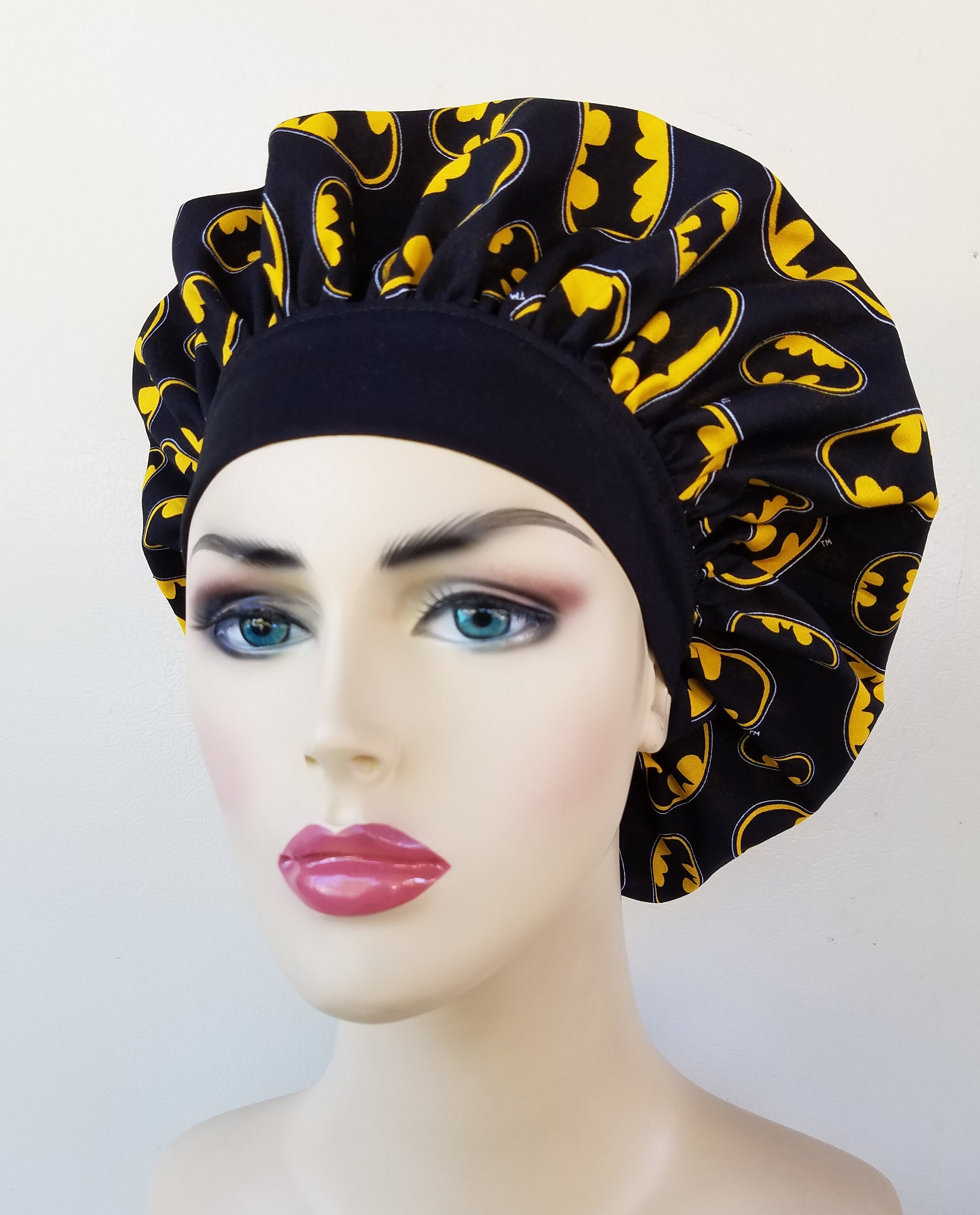 Batman scrub cap, Bouffant surgical scrub hat, scrub cap for women