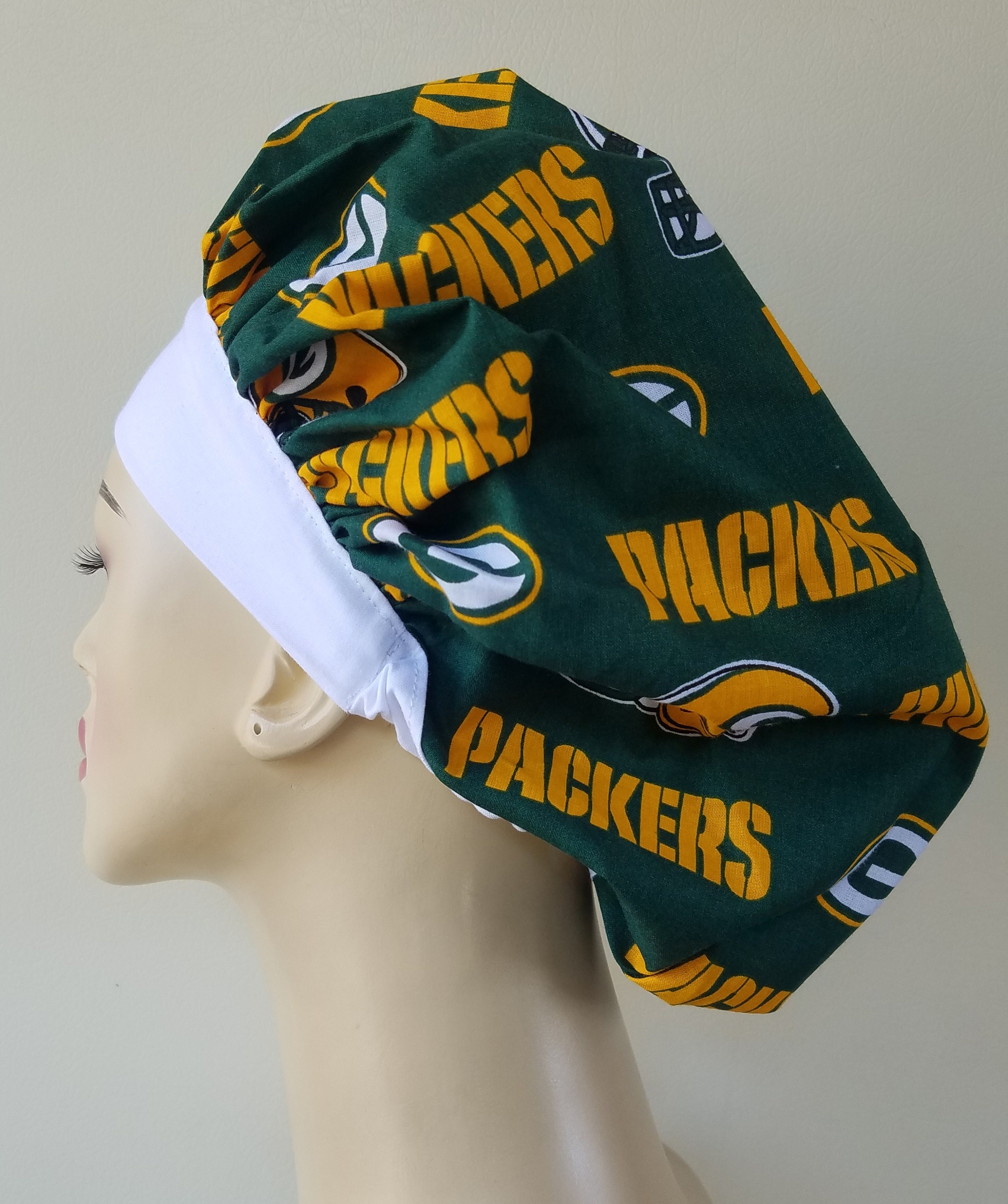 Scrub cap, Green Bay Packers Bouffant surgical scrub hat, scrub cap for ...