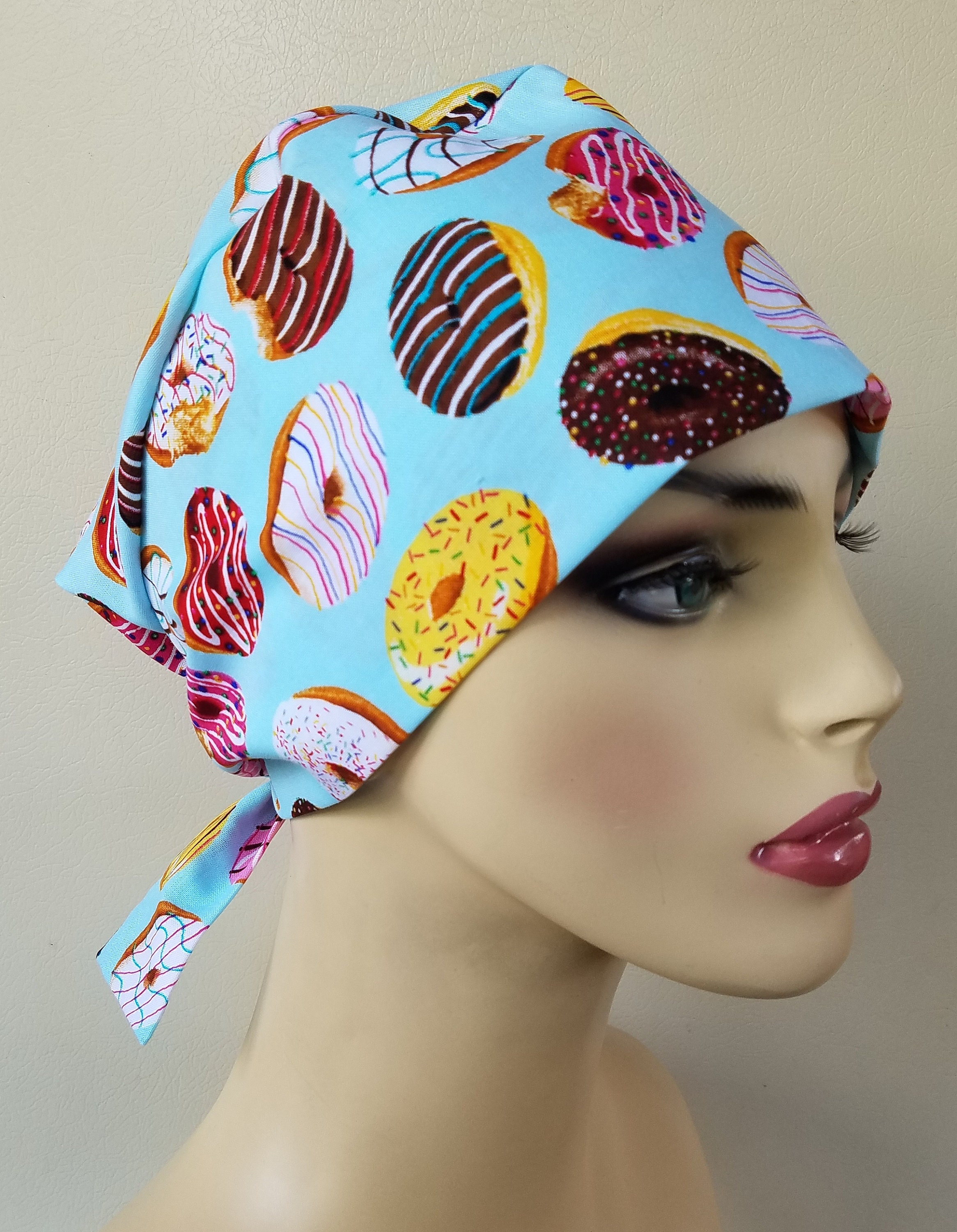 Womans pixie tie back scrub hat, scrub hat for women, pixie scrub hat