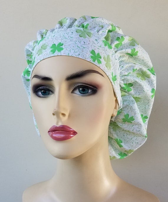 St Patrick's day Bouffant scrub cap, scrub cap for women, surgical cap
