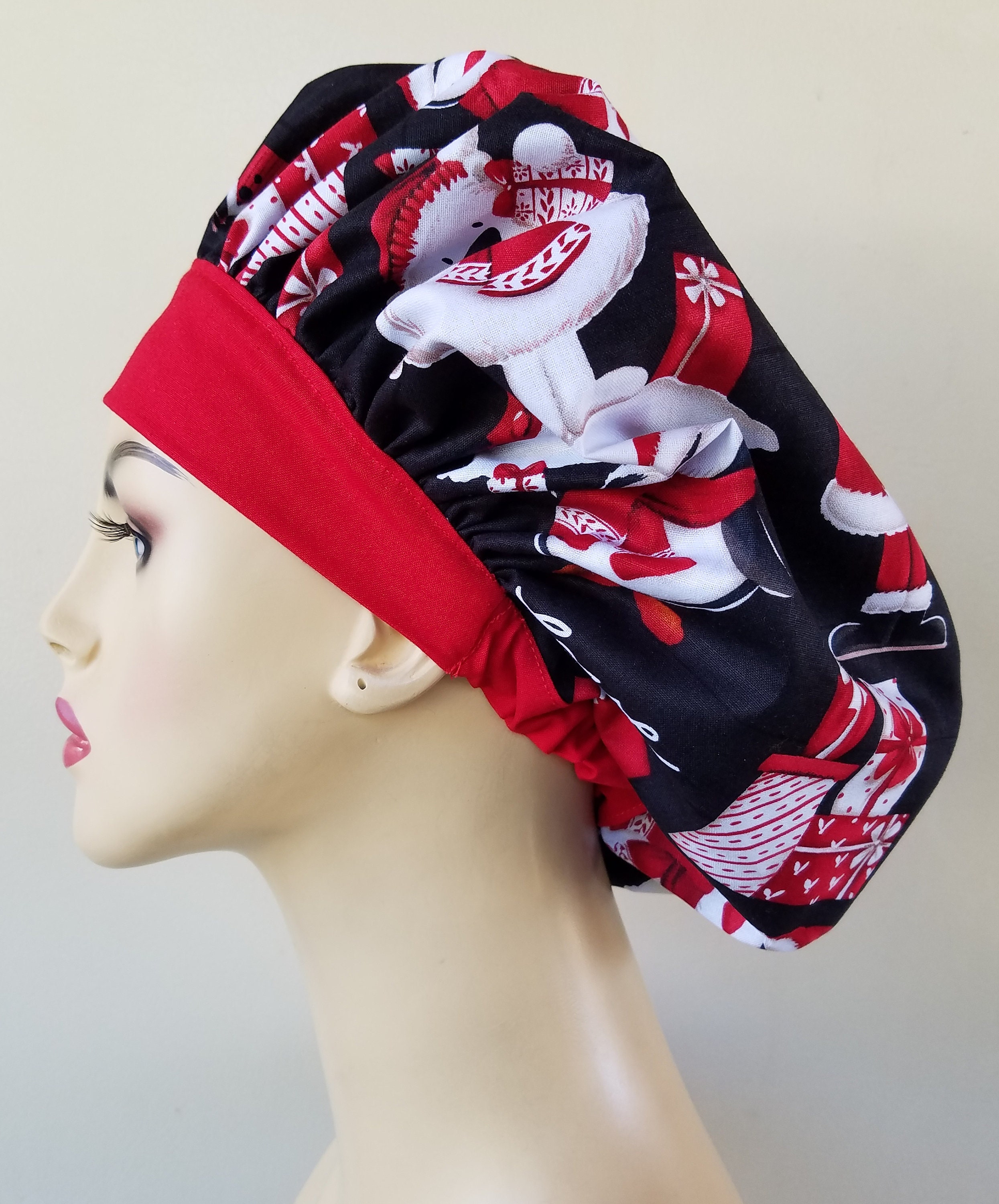 Christmas Scrub cap, Bouffant scrub cap for women, scrub cap for women ...