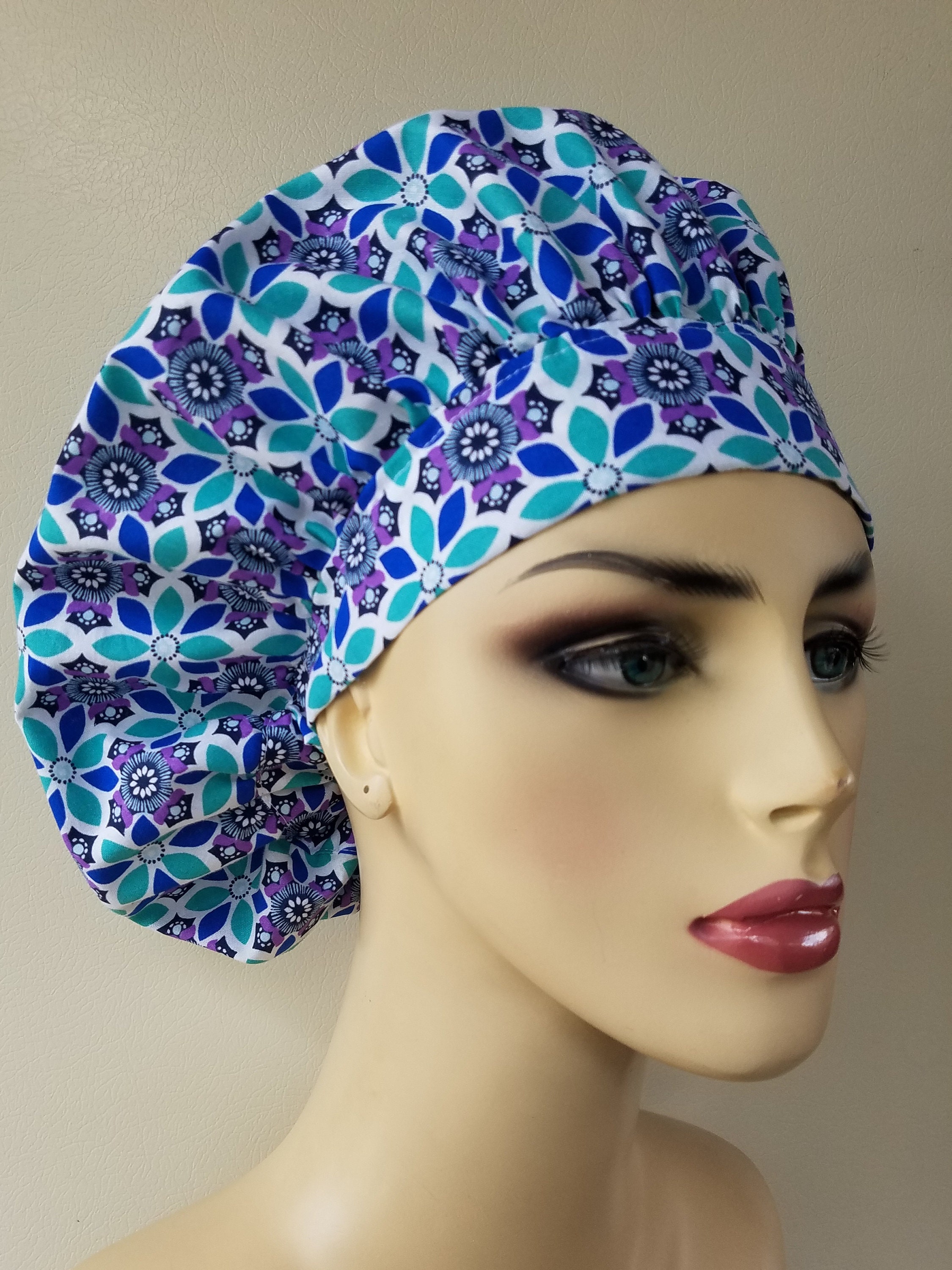 Scrub cap, blue and purple design scrub cap, scrub cap for women ...