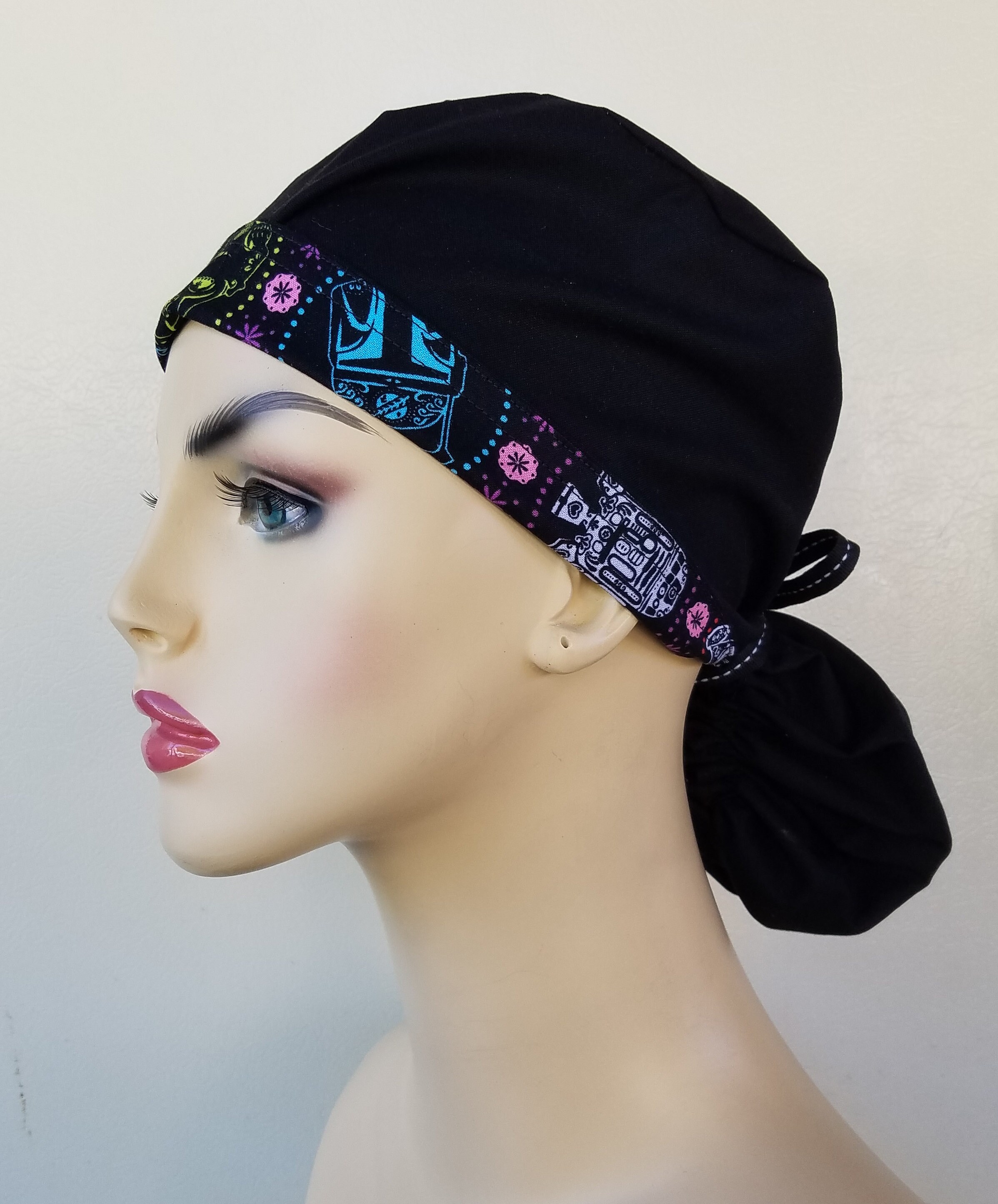 Ponytail scrub hat, ponytail surgical scrub hat, scrub cap, surgical