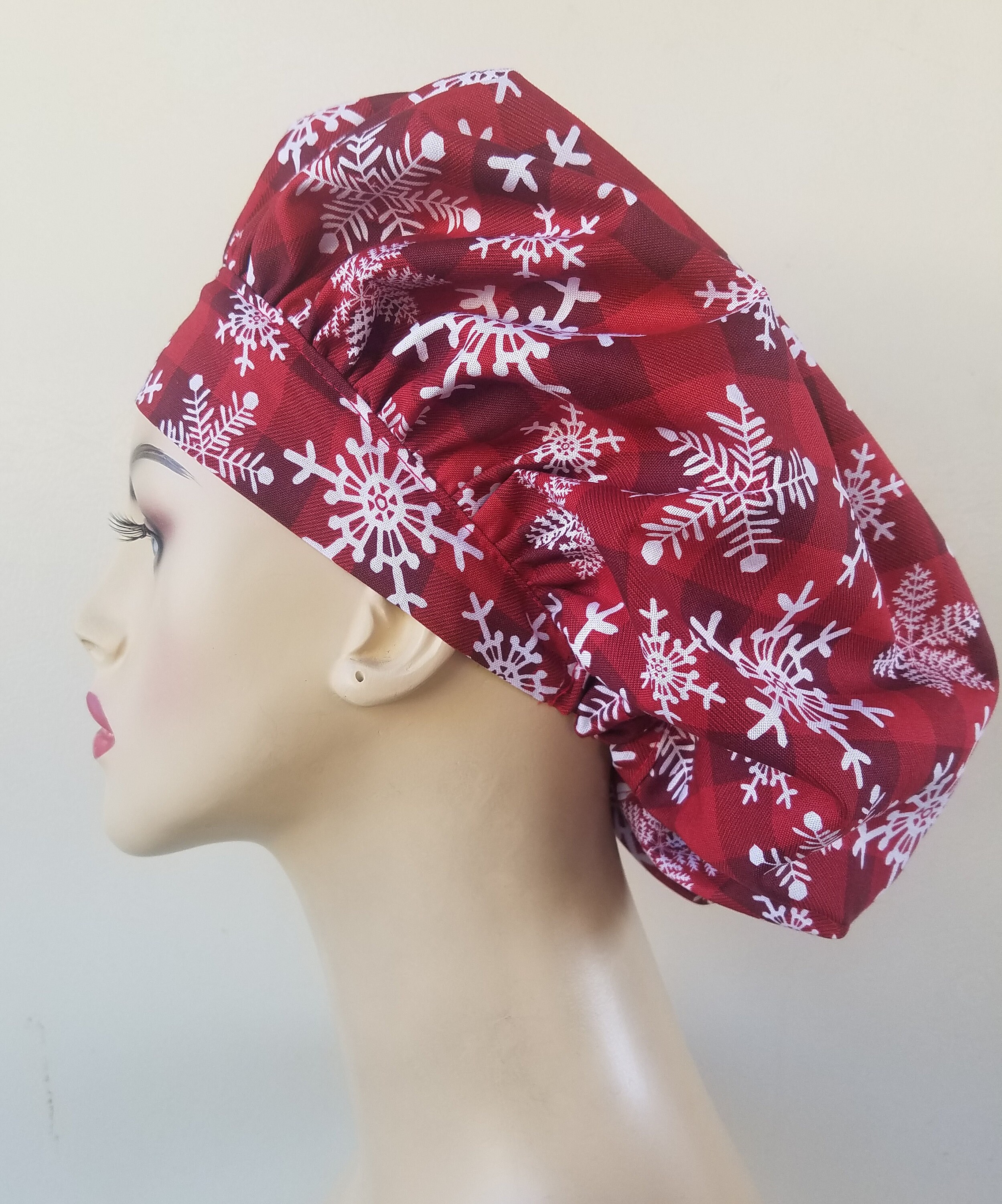 Christmas Bouffant surgical scrub hat, scrub cap for women, bouffant