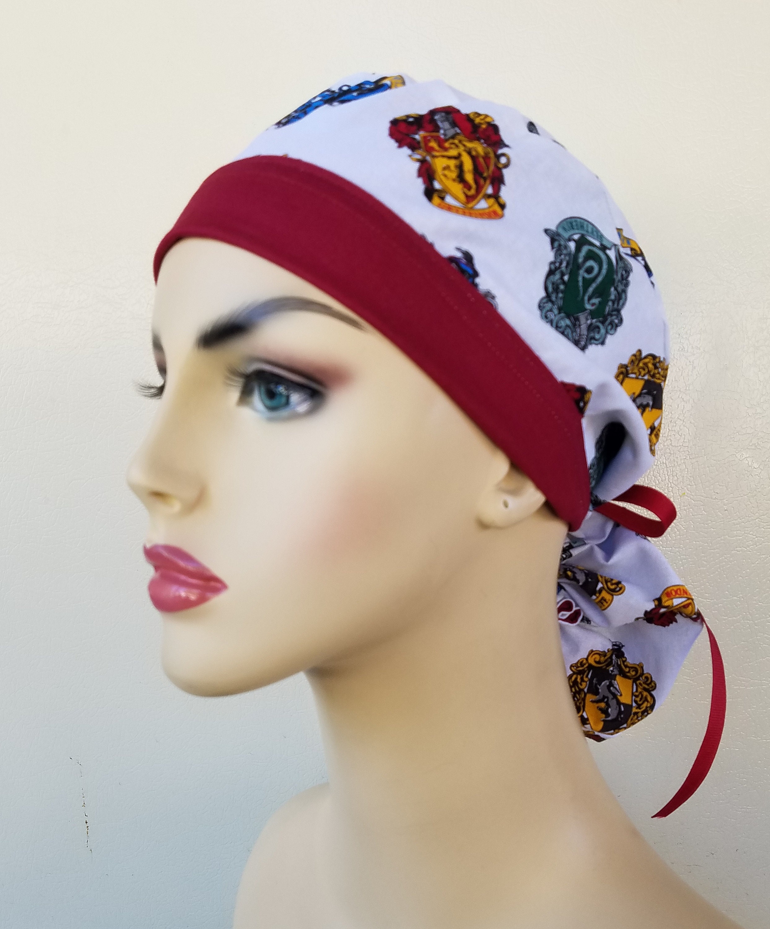 Harry Potter ponytail scrub hat, ponytail surgical scrub hat, scrub cap