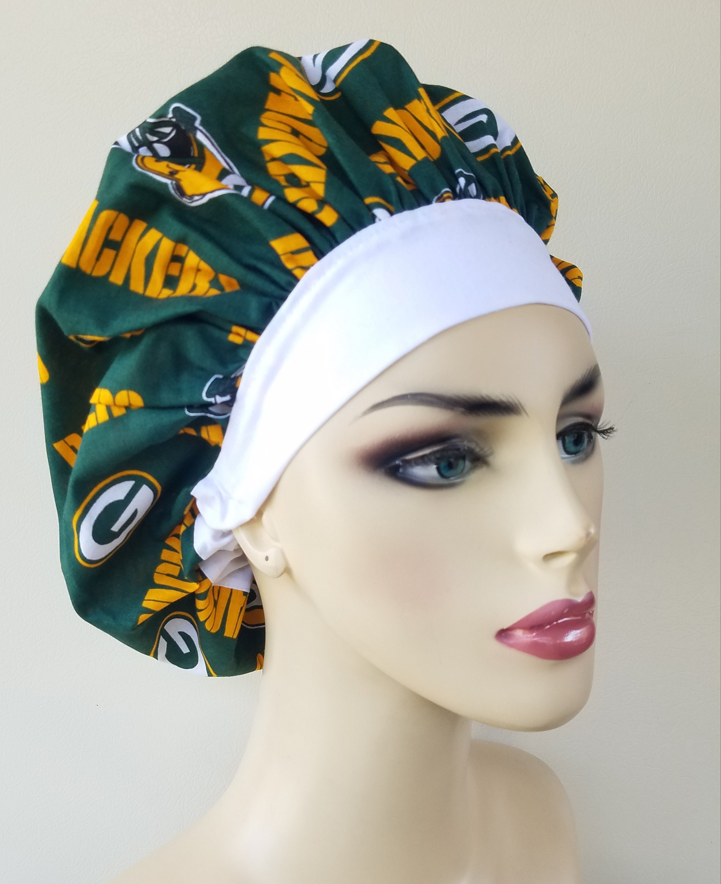 Scrub cap, Green Bay Packers Bouffant surgical scrub hat, scrub cap for ...