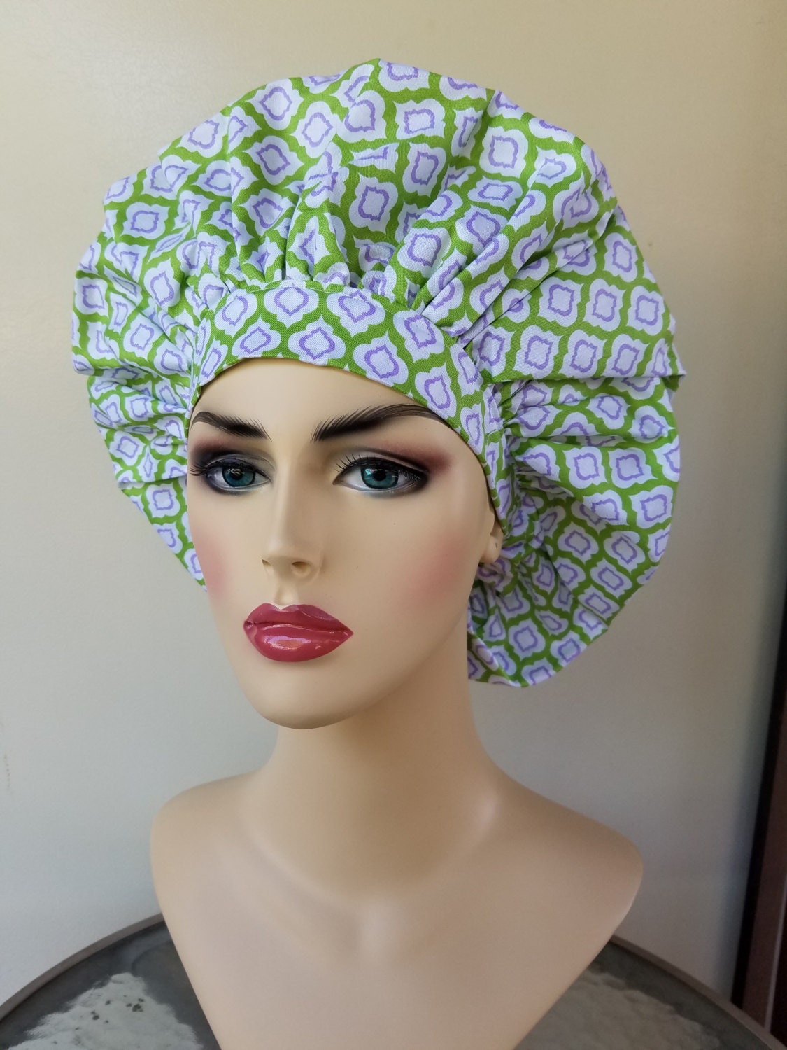 Bigger Bouffant surgical scrub hat, extra large scrub cap for women