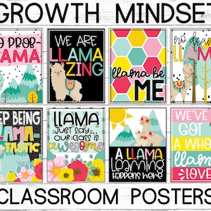 Llama Growth Mindset Posters, Llama Classroom Decor, Classroom Posters, Classroom Decor, Teacher Decor, Growth Mindset Posters, Motivation