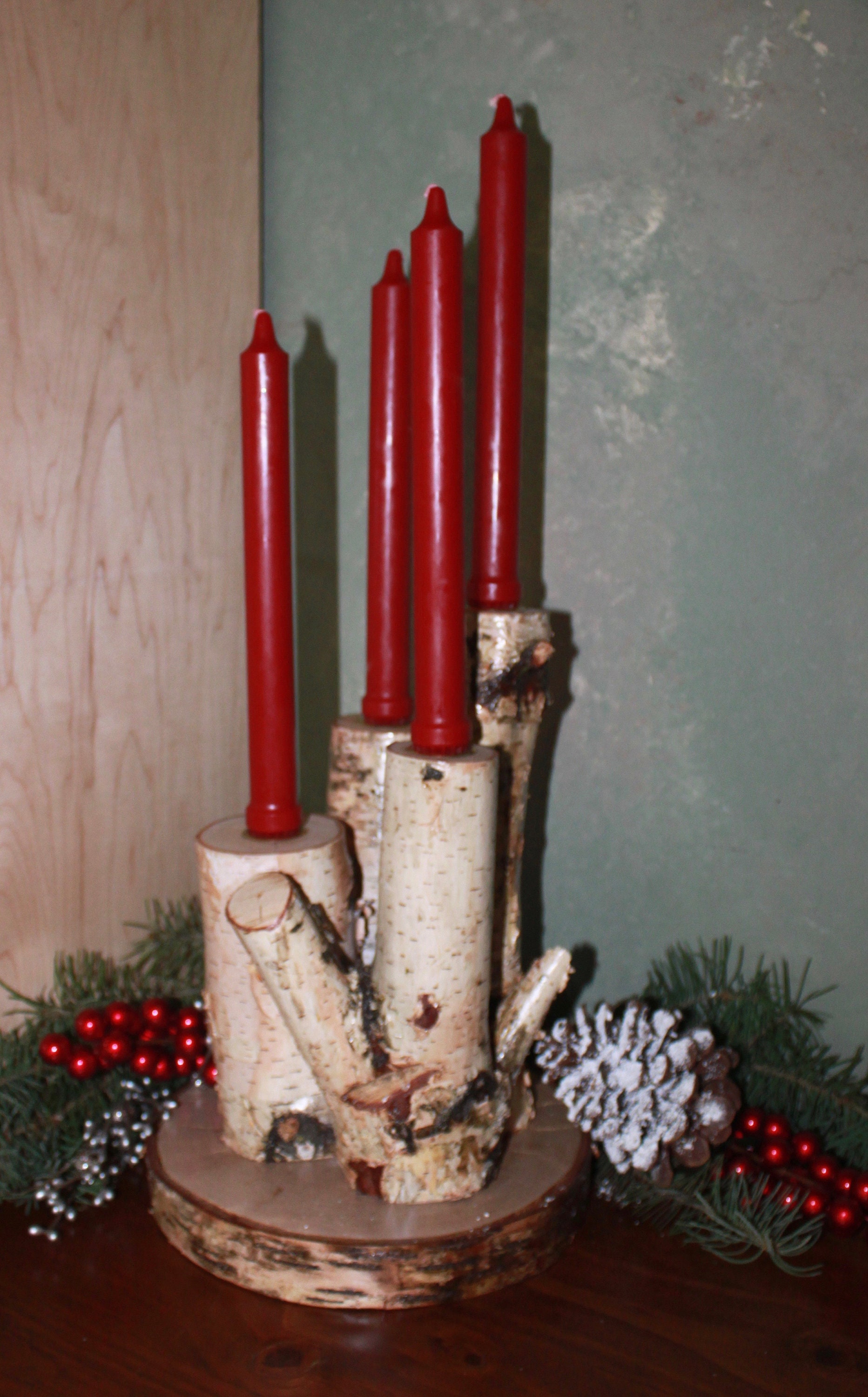 Christmas Advent Wreath Centerpiece. 4 Candle Candelabra. Etsy