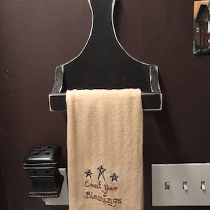 Handmade wooden primitive style towel bar