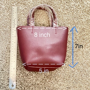 Vegan Leather Lightweight Mini Tote, Simple Tophandle bag, Small Tote Bag, Mini Tote Handbag, Unique Evening Bag, Mini Bag image 9