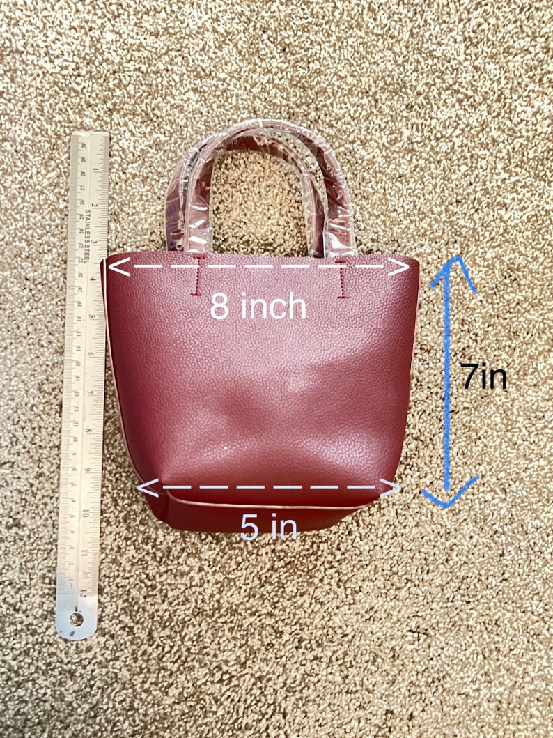 Vegan Leather Lightweight Mini Tote, Simple Tophandle bag, Small Tote Bag, Mini Tote Handbag, Unique Evening Bag, Mini Bag image 9