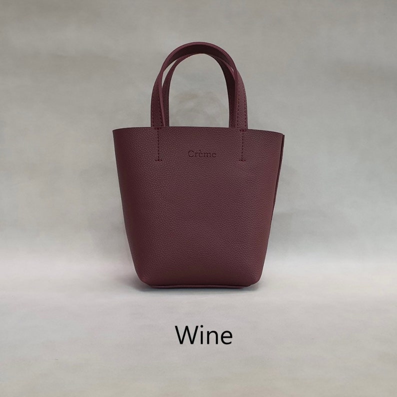 Vegan Leather Lightweight Mini Tote, Simple Tophandle bag, Small Tote Bag, Mini Tote Handbag, Unique Evening Bag, Mini Bag image 4