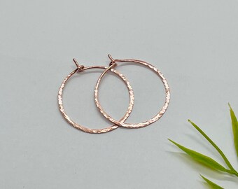 Hammered  14 k gold /rose gold round hoop earring( XS-XXL)