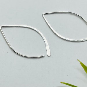 Hammered Lotus Leaf Hoop Earrings: Sterling Silver, Gold Fill