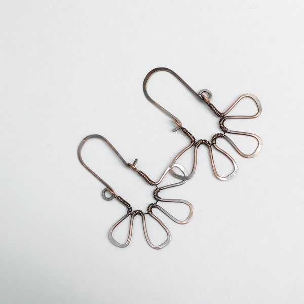 Rustic/ plain wirewrapped hoop earring ( sterling silver/ copper/ 14 k gold)