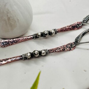 Antique mixed metal stick drop earring