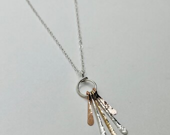 Mixed metal fringe pendant necklace