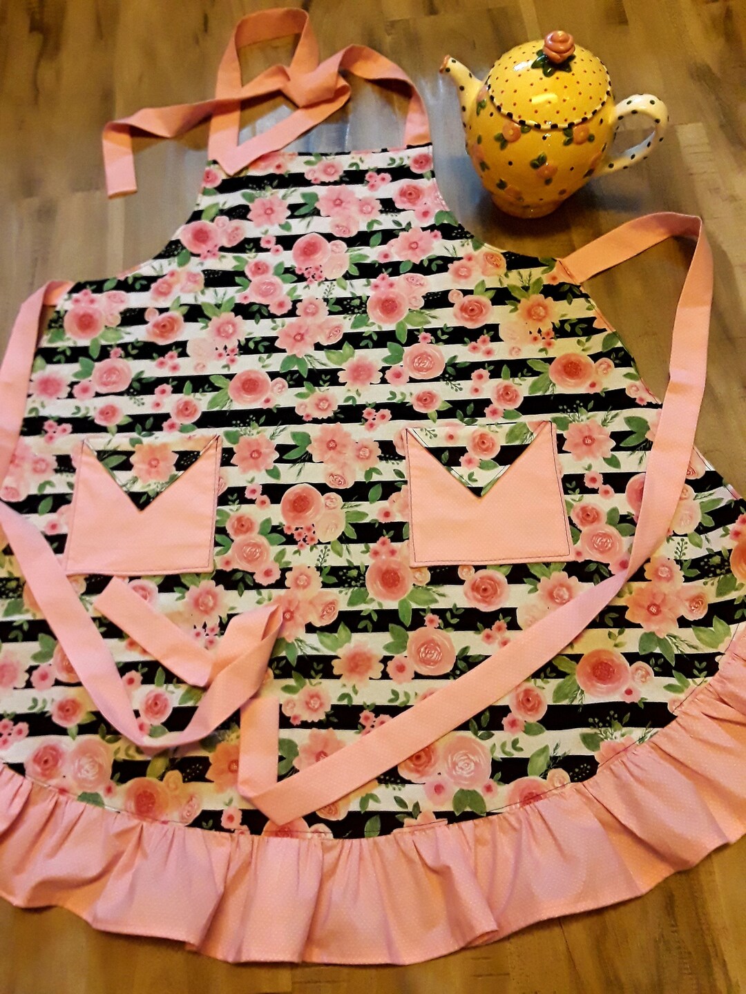 Pink Roses Apron, Adjustable, Cotton - Etsy