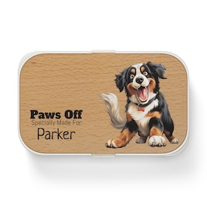 Lonchera Bento, diseño personalizado de perro de montaña bernés, regalo para amantes de los perros, regalo personalizado para mascotas, regalo para dueños de mascotas, mamás y papás de perros, razas de perros