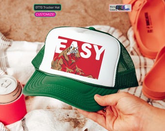 Gorra de camionero Easy Tiger / Elegante gorra de malla con cierre a presión para aventuras al aire libre, ropa informal, regalo para amantes de los animales, ideal para el verano y festivales.
