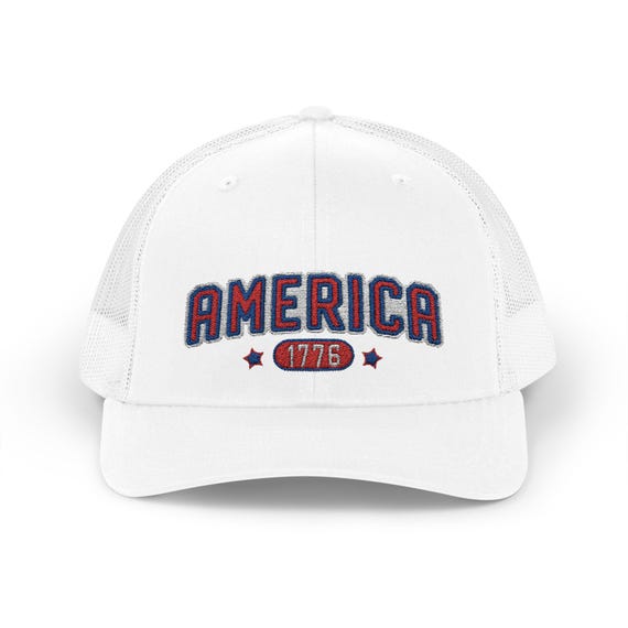 Vintage America 1776 Trucker Cap Patriotic Snapback Hat
