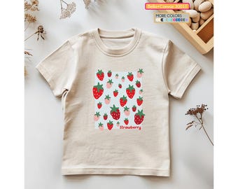 Camiseta de fresa para bebé, camiseta infantil con fruta roja y rosa, bonita camiseta infantil con bayas, camiseta de verano para niña con frutas, camiseta de manga corta, divertida, unisex
