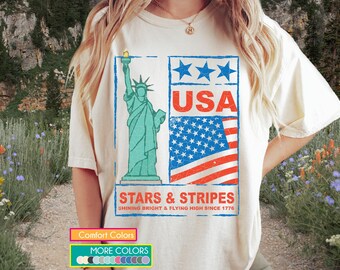 America 250 Patriotic American Flag & Statue of Liberty Graphic Tee