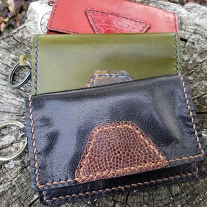 porta tarjetas de visita, cuero de calidad, varios colores, hecho a mano, cosido a mano, cuero forrado, Quebec, Canadá, llavero, pequeño regalo,