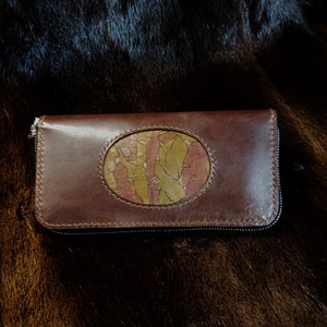 30% de descuento aplicado, billetera de cuero marrón, Hecho en Quebec, Canadá, cosido a mano, regalo artesanal de Quebec,