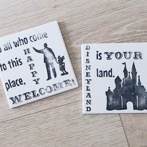 DISNEY COASTERS - Absorbent, natural stone coasters that put the "fun" in functional! | Tile Coaster Set | Walt Disney | Mickey | Gift