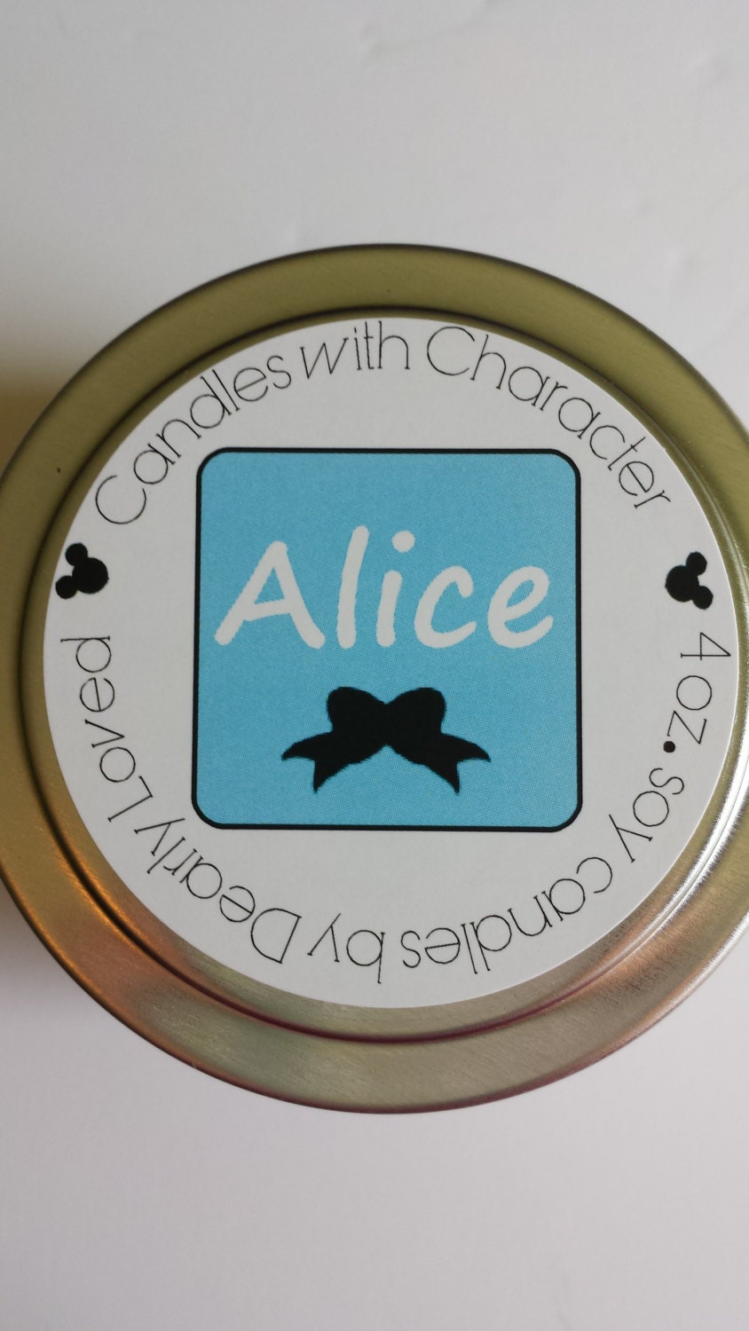 ALICE Disney Scented Candles with Character 4 oz. Etsy