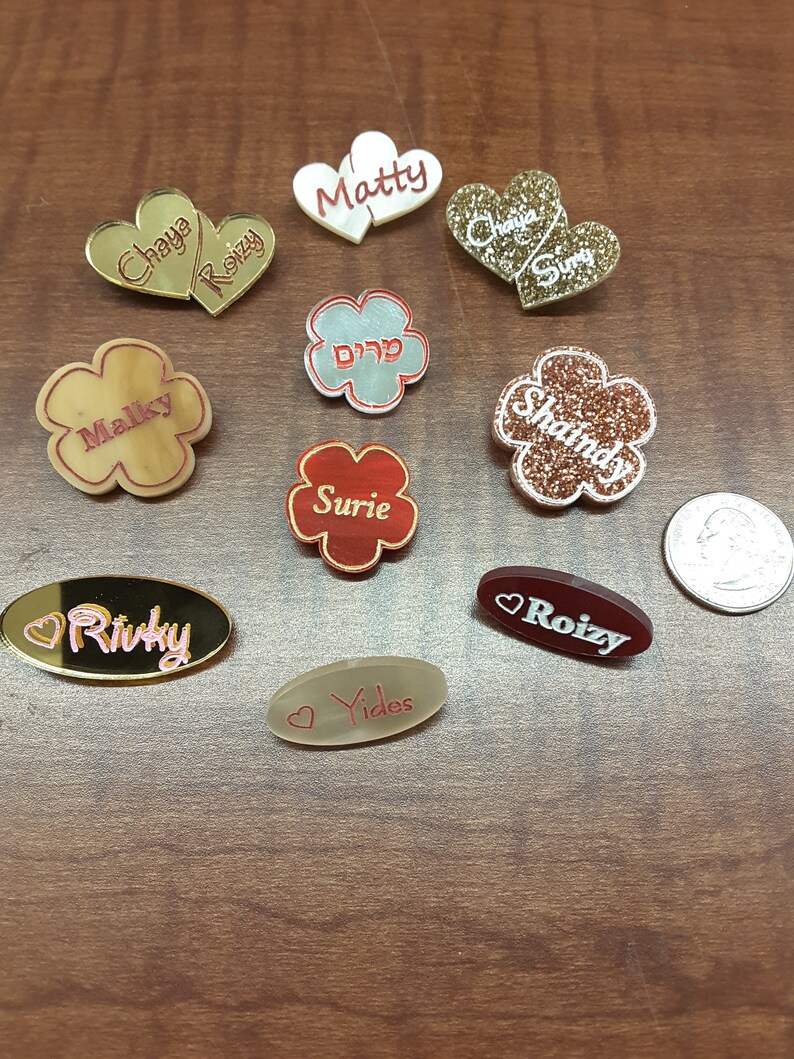 Personalized Custom Acrylic flower Pins name Etsy