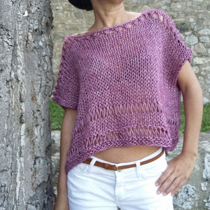 Tank top knit pattern Summer Knitting Pattern Easy sweater top pattern Beginner knit pattern Cropped top for women DIY knit image 1