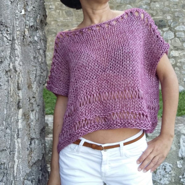 Tank top knit pattern - Summer Knitting Pattern - Easy sweater top pattern - Beginner knit  pattern -Cropped top for women - DIY knit