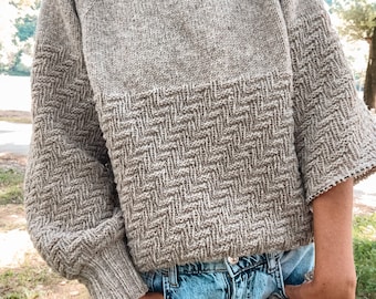 Knitting Pattern - Knit Sweater, Classic Knitting Pattern, Oversized Sweater English Pattern pdf