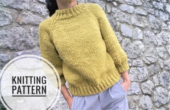 Sweater Pattern Knitting Pattern Easy Knit Sweater Easy Sweater Pattern Chunky Sweater Pattern Beginner Sweater Chunky Sweater