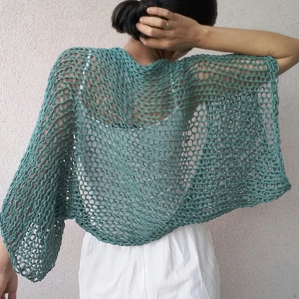 KNITTING PATTERN shrug, Shrug Knitting Pattern, Bolero pattern, Summer shrug pattern, Loose knit knit bolero shrug, Beginner Pattern