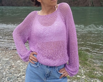 KNITTING PATTERN - Summer Sweater pattern -Loose sweater pattern - Womens Sweater Pattern - Summer sheer  sweater- Simple pattern sweater