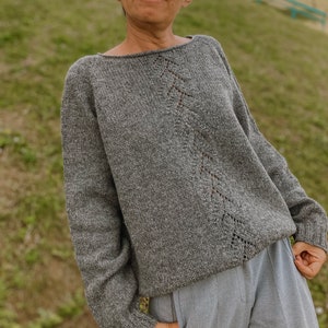 NKNIT pattern pullover sweat ⓪ KNITTING PATTERN - Easy Knit Sweater -easy Pullover Pattern