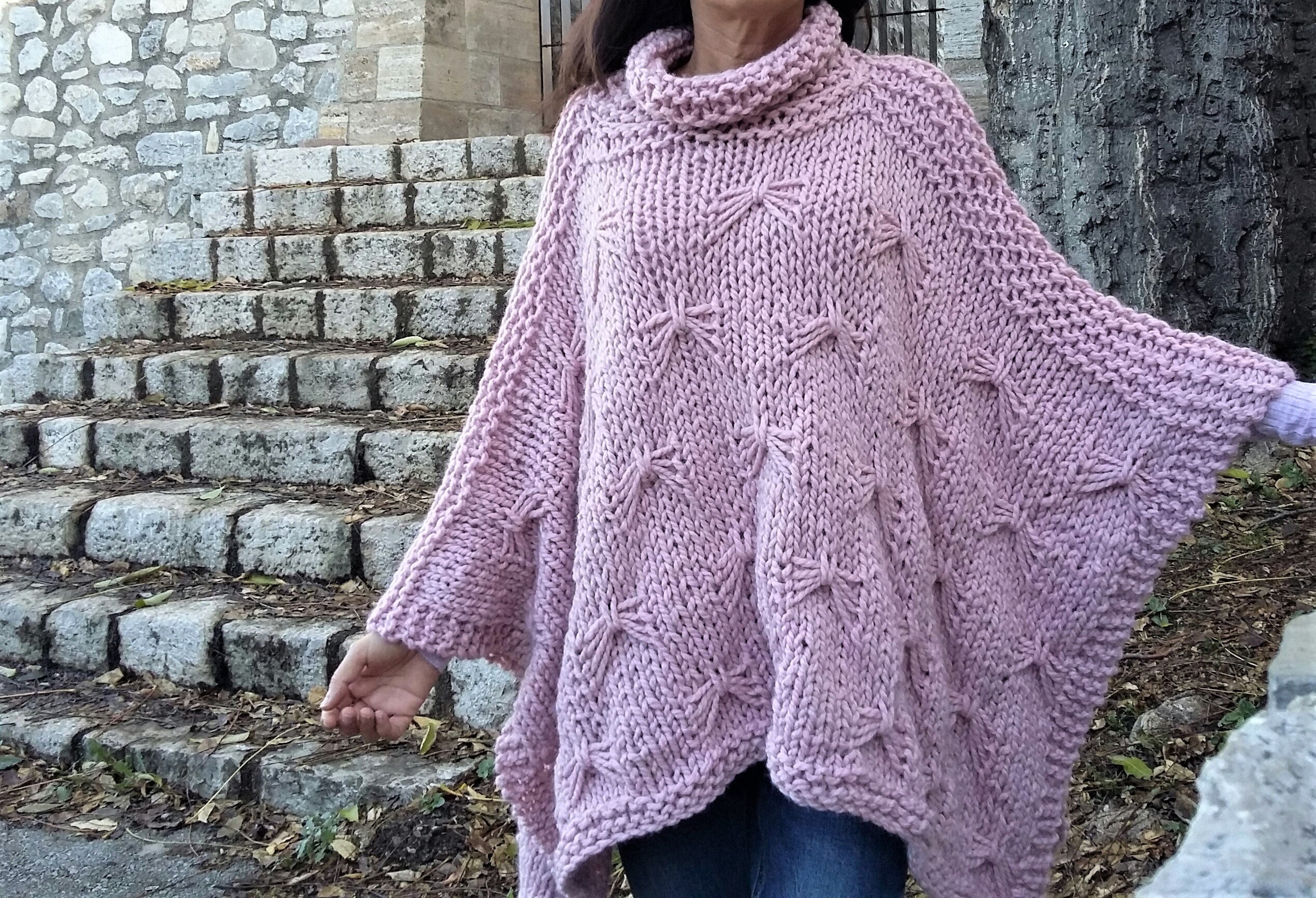 Pattern Poncho Easy to knit poncho pattern Beginner Etsy