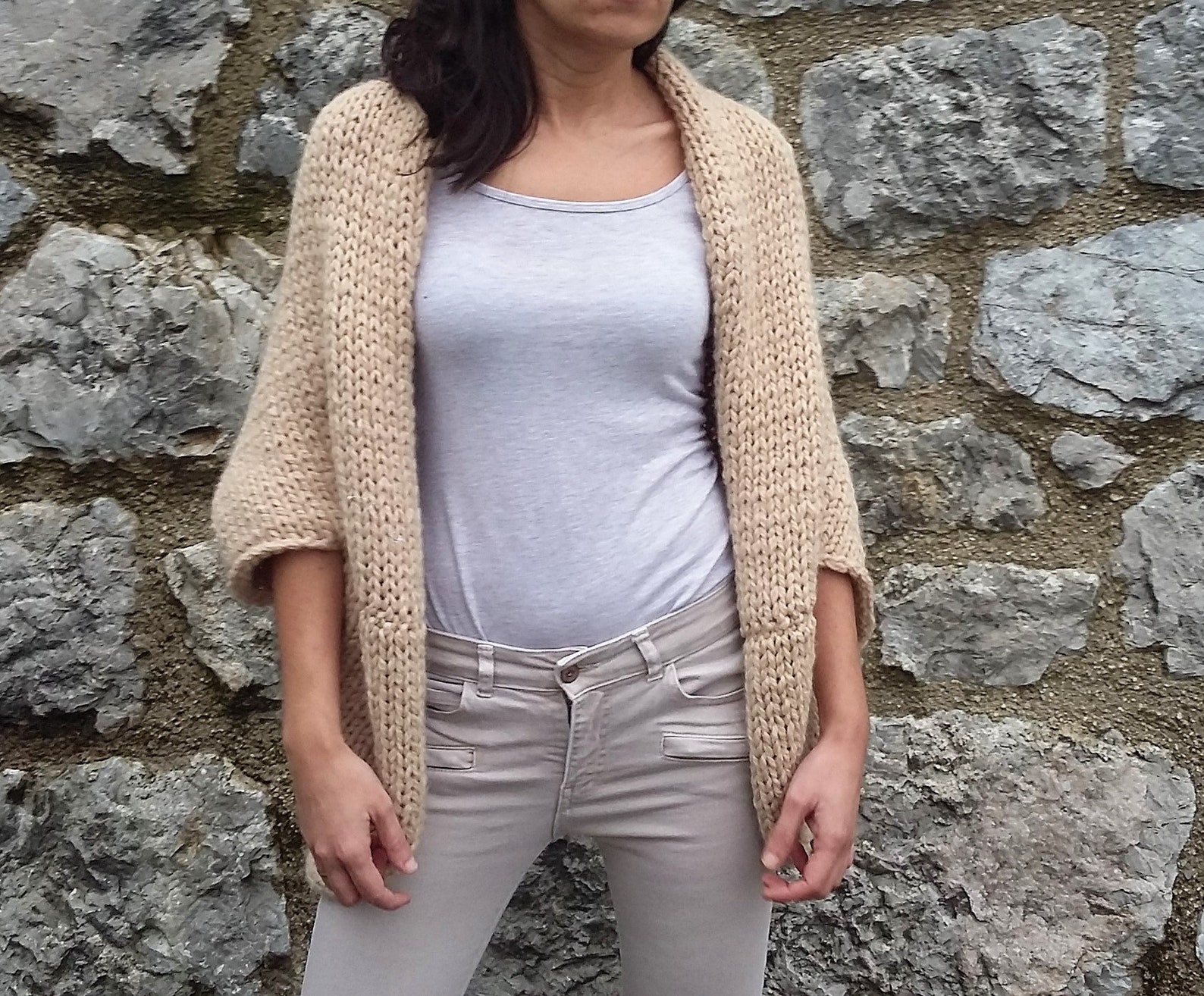 Shrug Oversized Knit shrug Camel shrug Cardigan Etsy