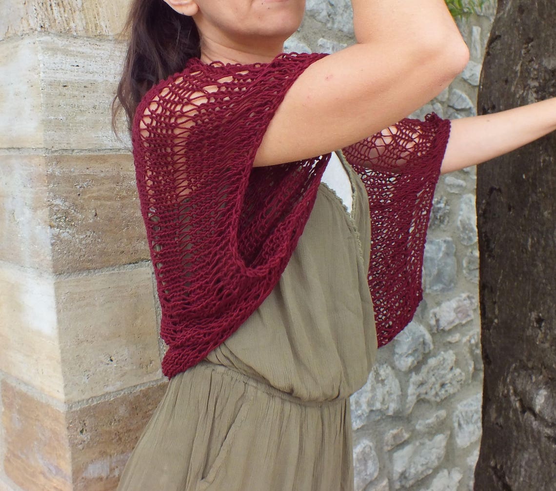 Shrug Burgundy Bolero Summer Shrugloose Knit Bolero Women | Etsy