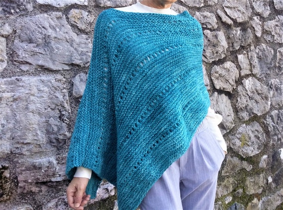 Pattern Poncho Garter & Eyelets Knit Poncho Pattern beginner Pattern-instant  Download Knitting Patterns for Ponchos easy to Knit -  Canada