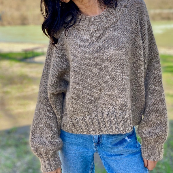 KNITTING PATTERN AVRIO sweater  - Easy Knit Sweater -Cropped sweater pattern - Womens Sweater Pattern - Lightweight sweater - Mohair sweater